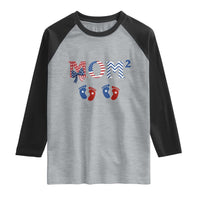 Patriotic Twin Mom Announcement American Flag Gift Raglan Shirt