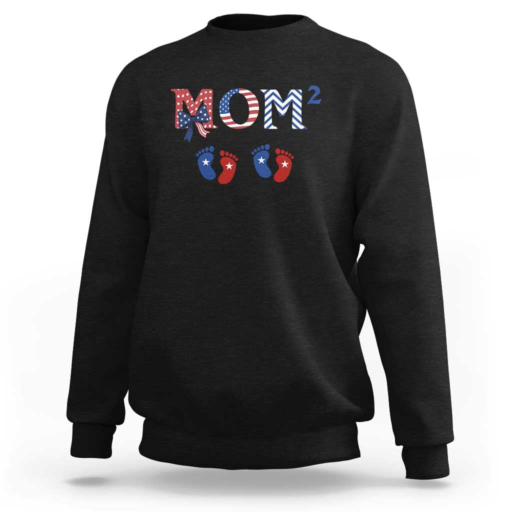 Patriotic Twin Mom Announcement American Flag Gift Sweatshirt