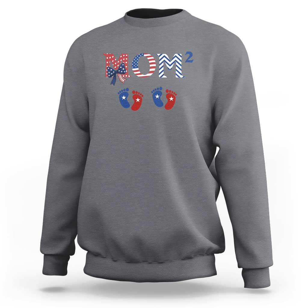 Patriotic Twin Mom Announcement American Flag Gift Sweatshirt