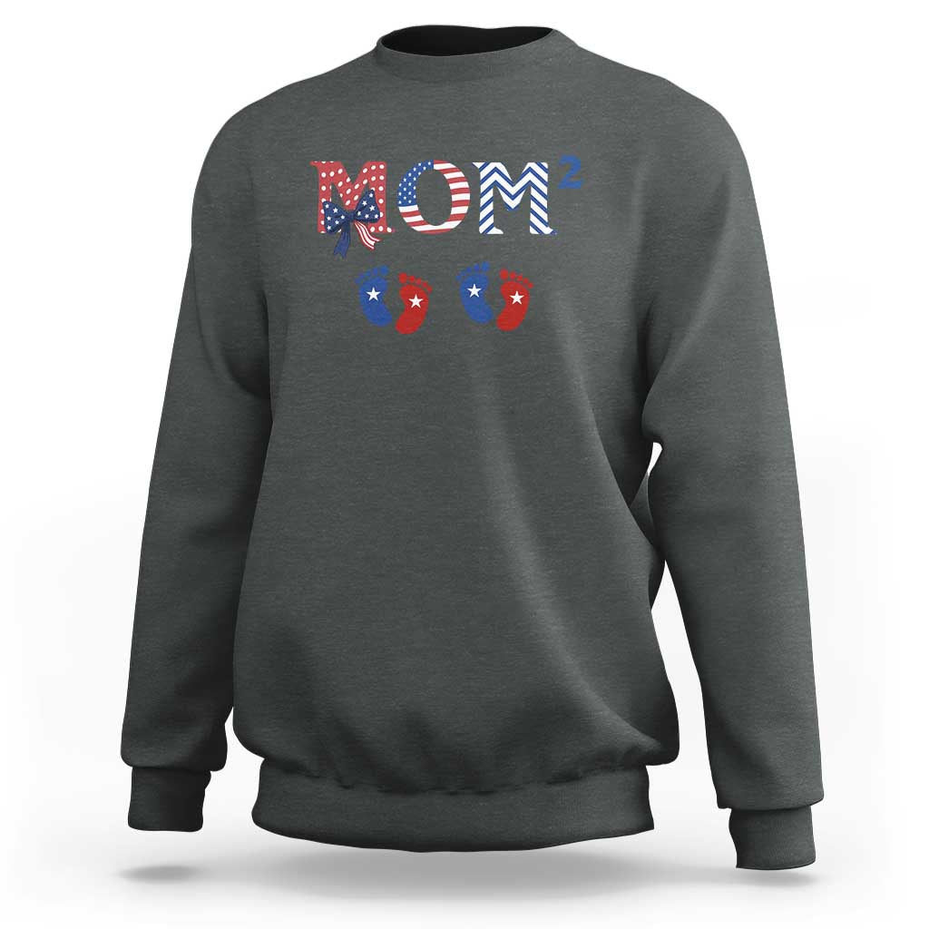 Patriotic Twin Mom Announcement American Flag Gift Sweatshirt