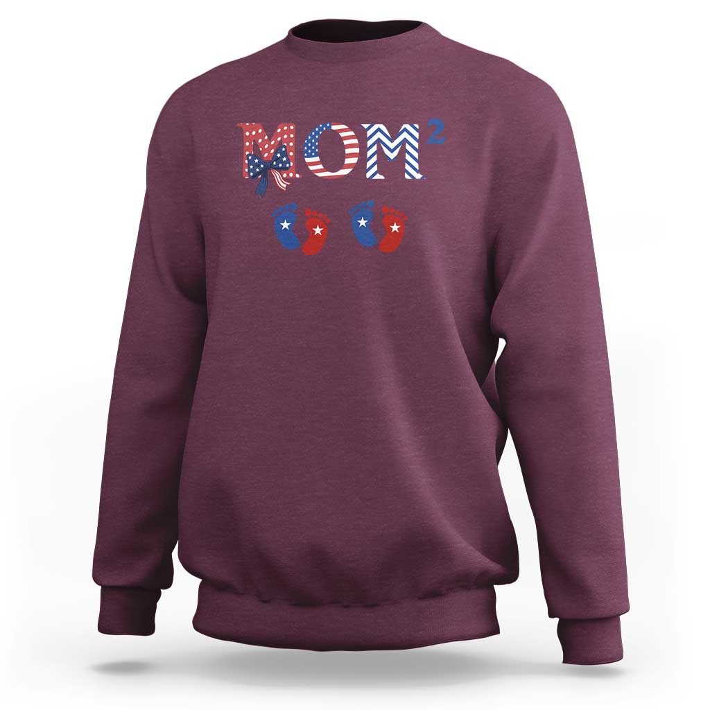 Patriotic Twin Mom Announcement American Flag Gift Sweatshirt