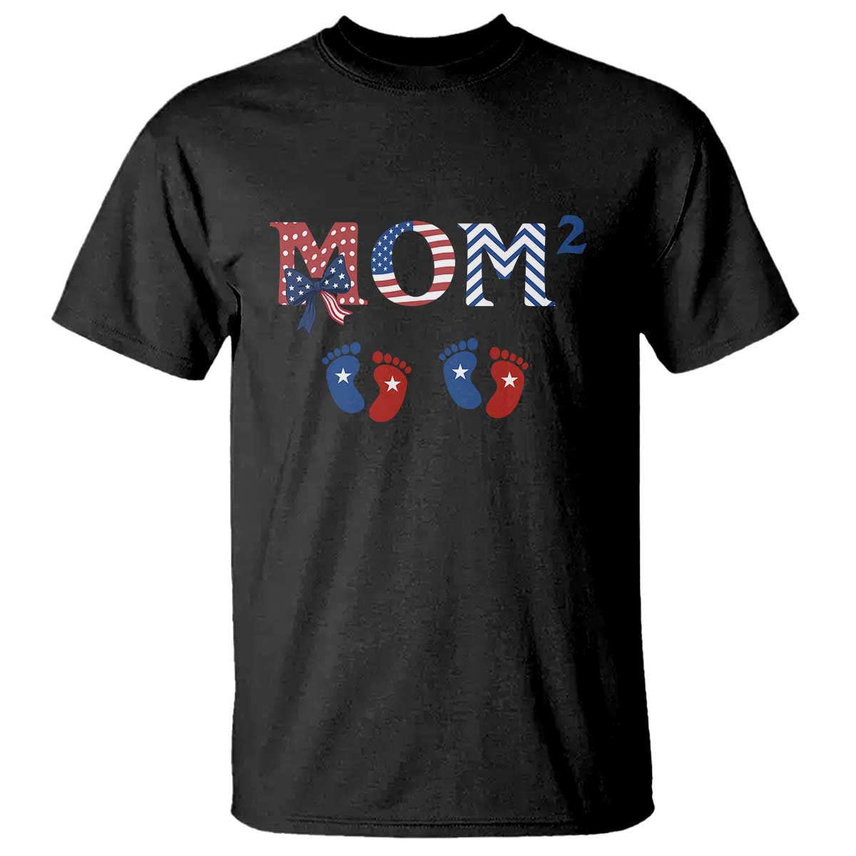 Patriotic Twin Mom Announcement American Flag Gift T Shirt