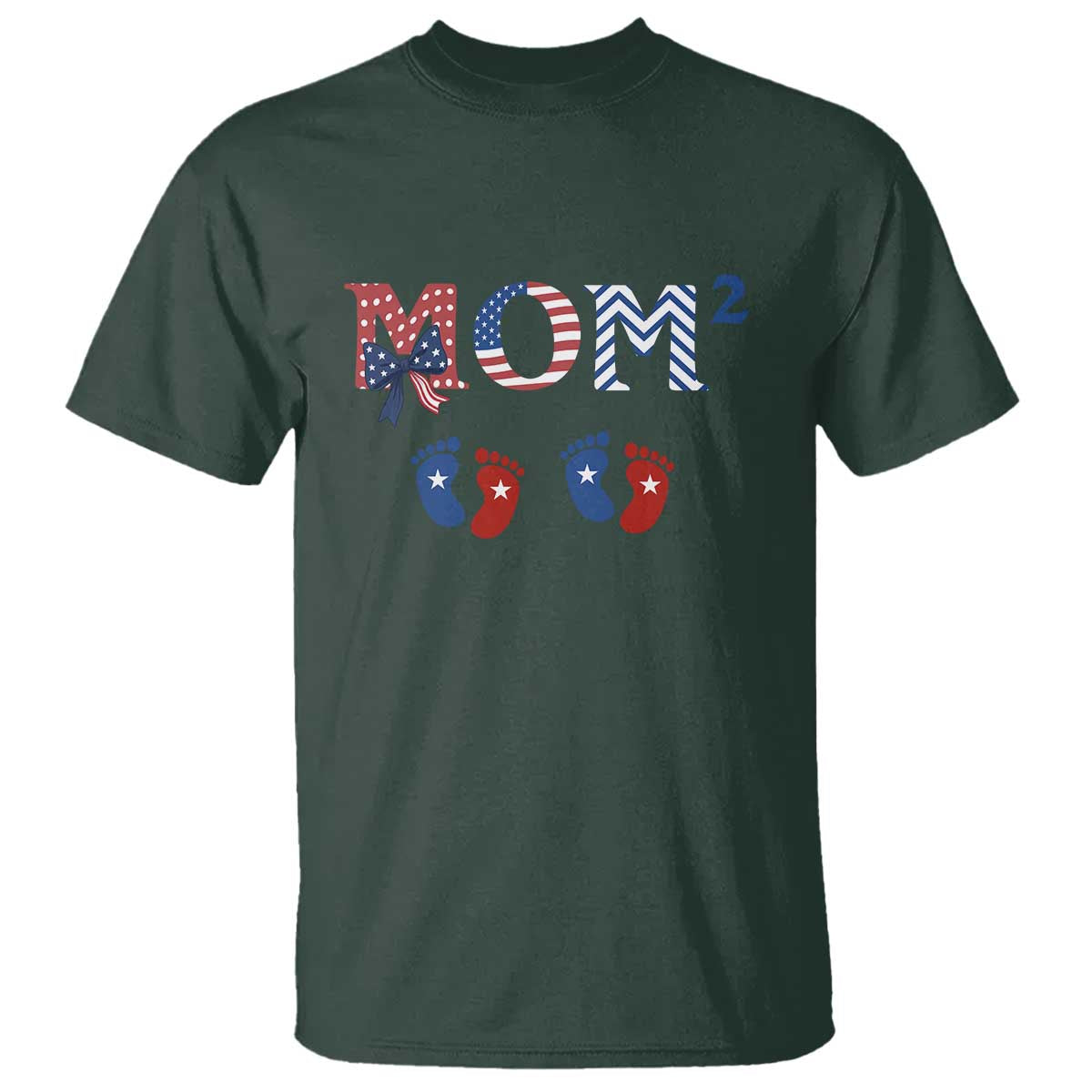 Patriotic Twin Mom Announcement American Flag Gift T Shirt