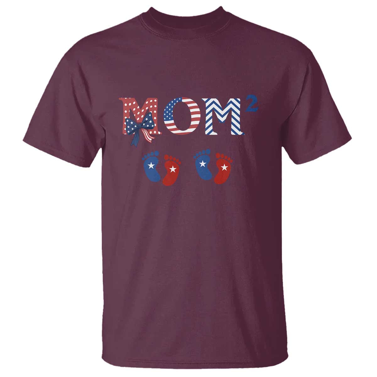 Patriotic Twin Mom Announcement American Flag Gift T Shirt