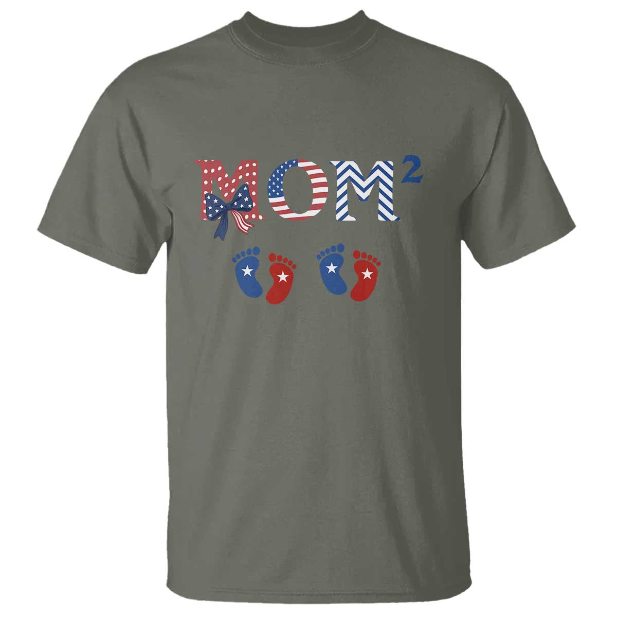 Patriotic Twin Mom Announcement American Flag Gift T Shirt