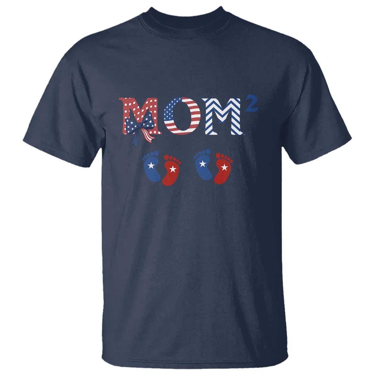 Patriotic Twin Mom Announcement American Flag Gift T Shirt