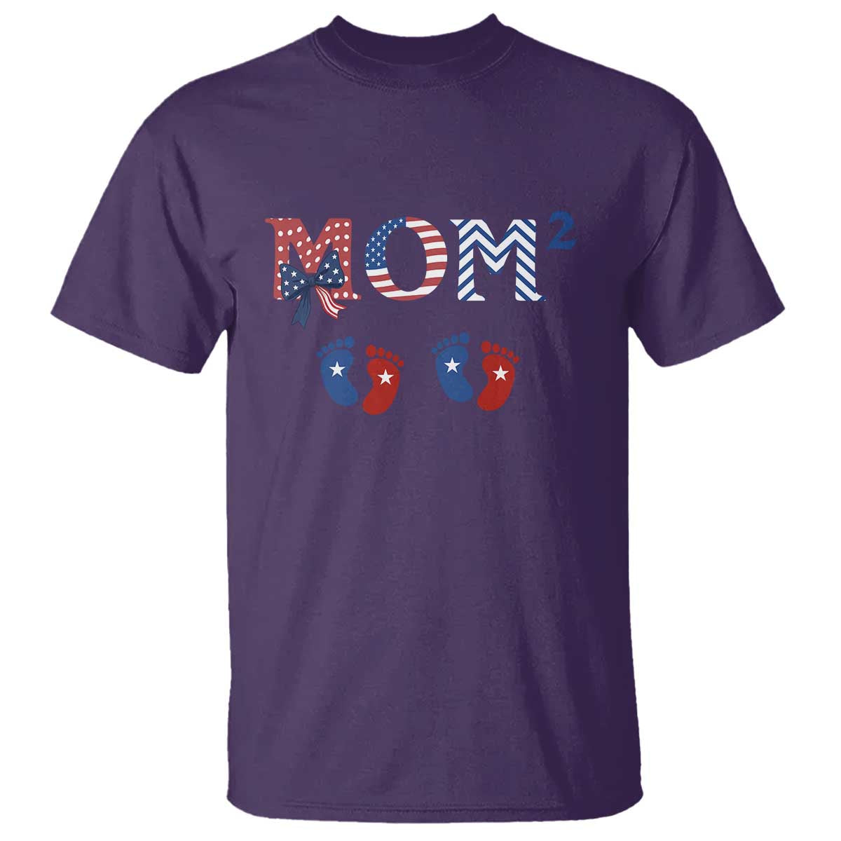 Patriotic Twin Mom Announcement American Flag Gift T Shirt