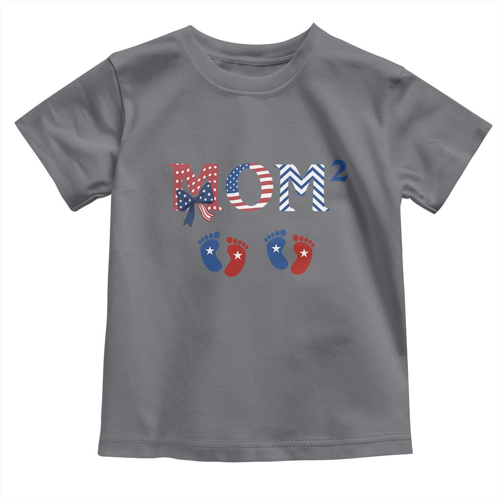 Patriotic Twin Mom Announcement American Flag Gift Toddler T Shirt