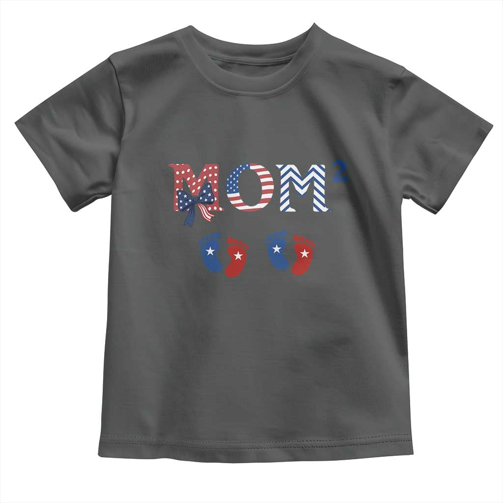 Patriotic Twin Mom Announcement American Flag Gift Toddler T Shirt