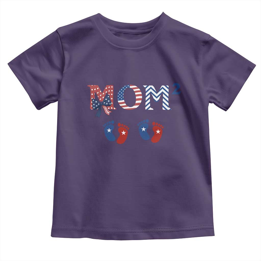Patriotic Twin Mom Announcement American Flag Gift Toddler T Shirt