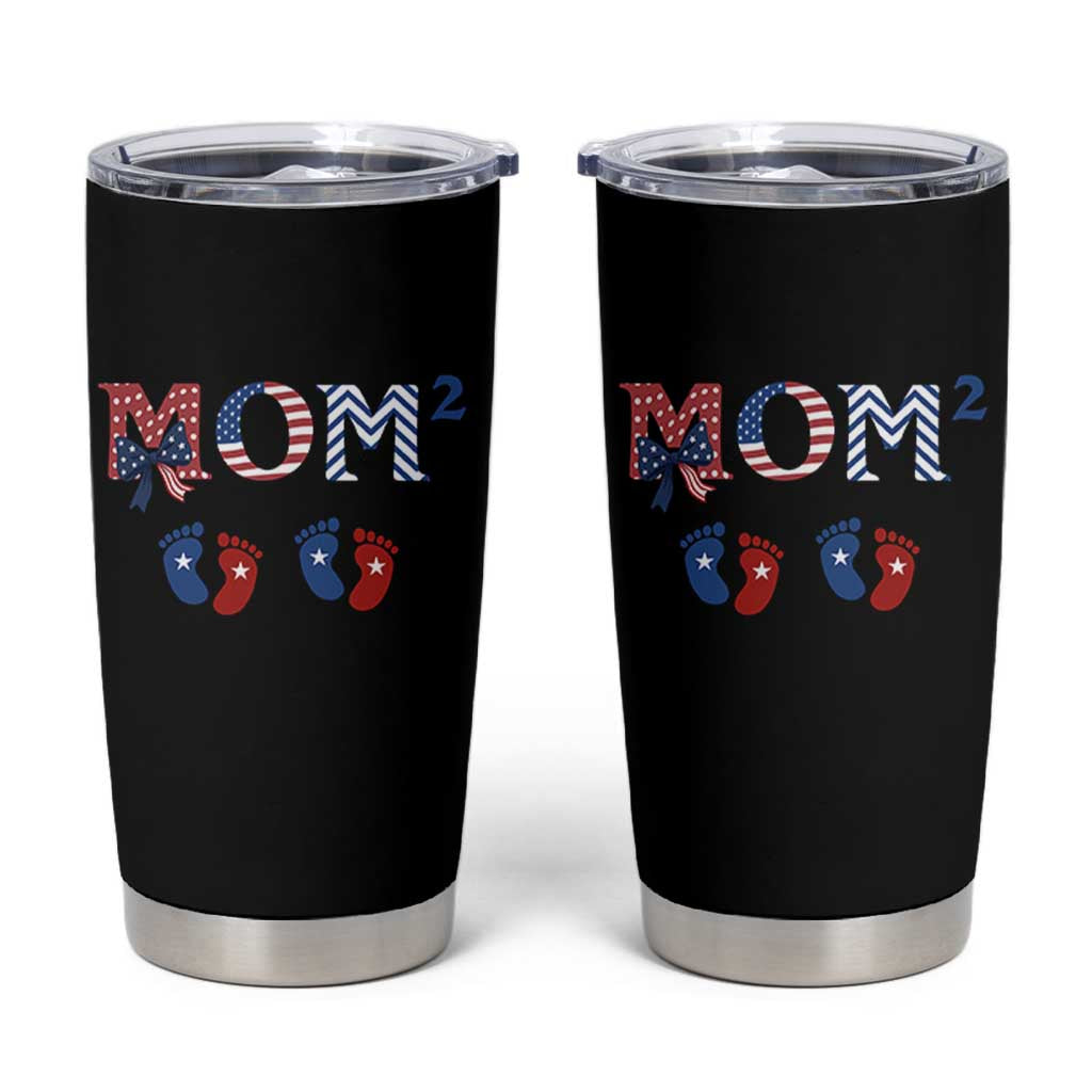 Patriotic Twin Mom Announcement American Flag Gift Tumbler Cup