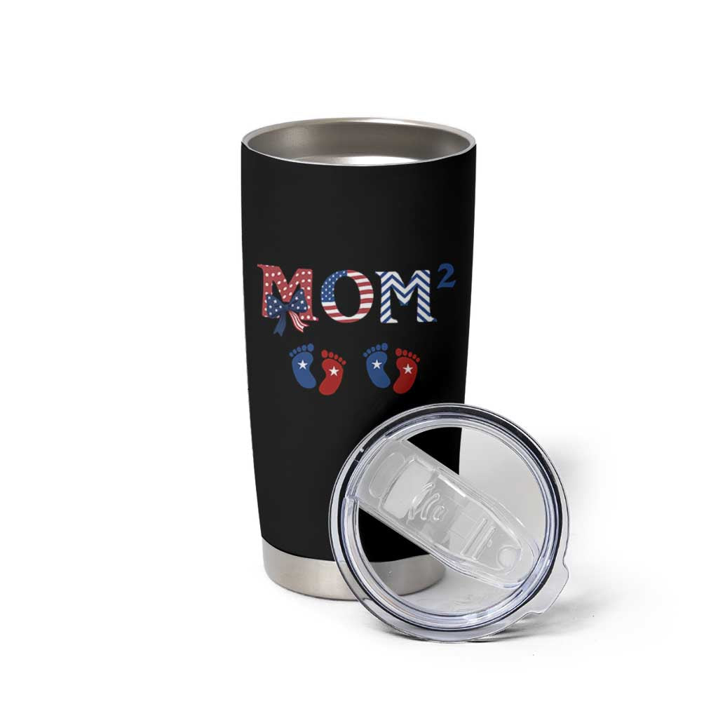 Patriotic Twin Mom Announcement American Flag Gift Tumbler Cup