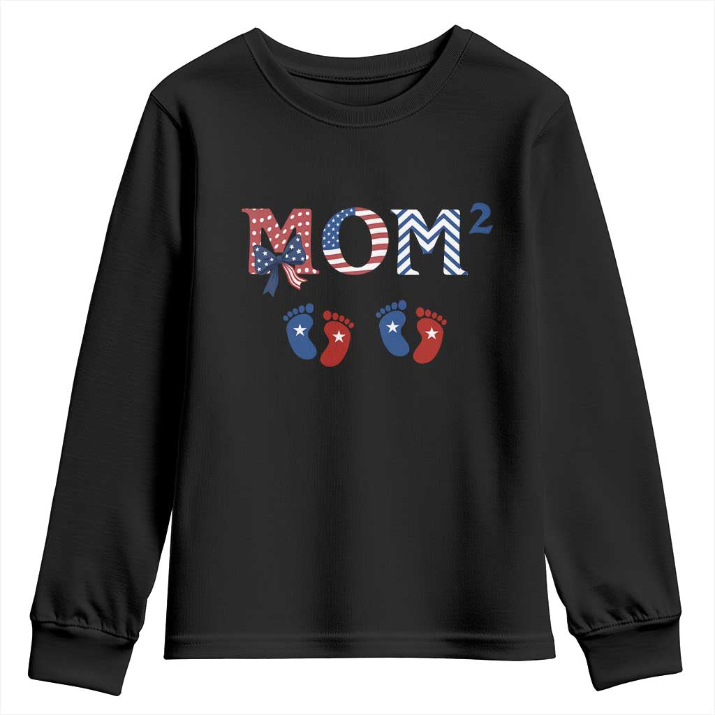 Patriotic Twin Mom Announcement American Flag Gift Youth Sweatshirt