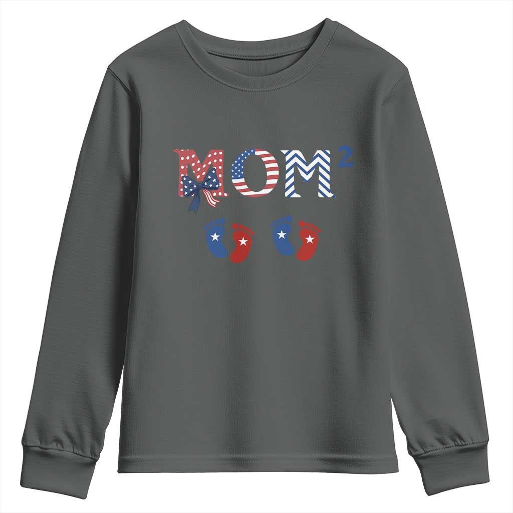 Patriotic Twin Mom Announcement American Flag Gift Youth Sweatshirt