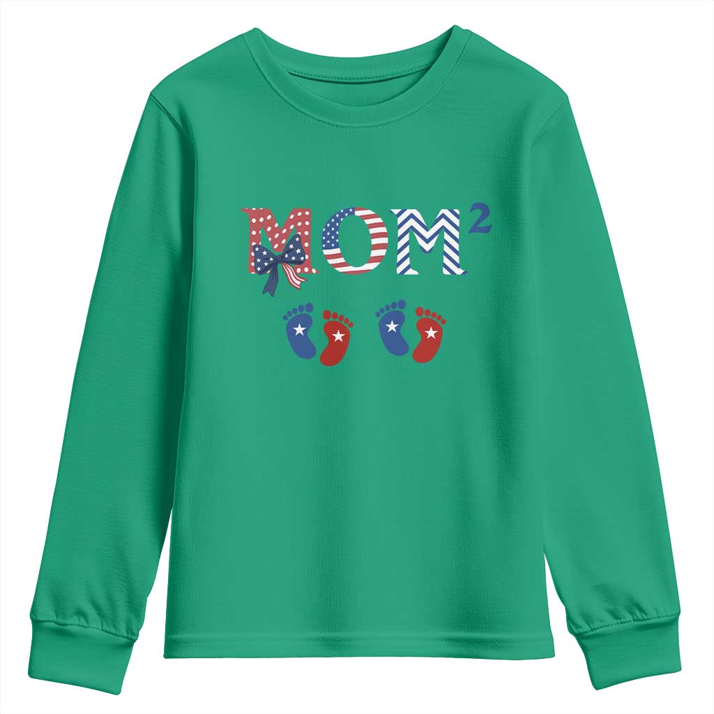 Patriotic Twin Mom Announcement American Flag Gift Youth Sweatshirt