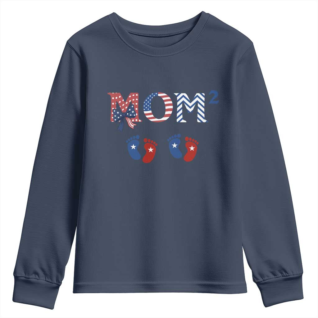 Patriotic Twin Mom Announcement American Flag Gift Youth Sweatshirt