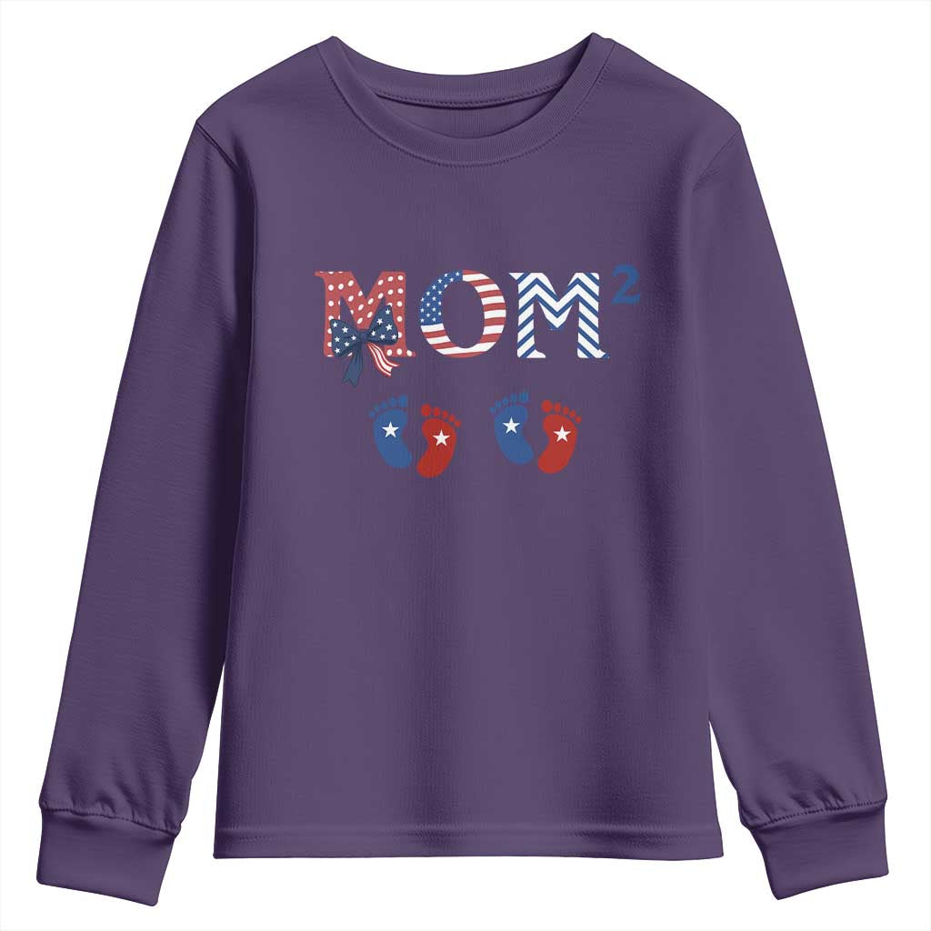 Patriotic Twin Mom Announcement American Flag Gift Youth Sweatshirt