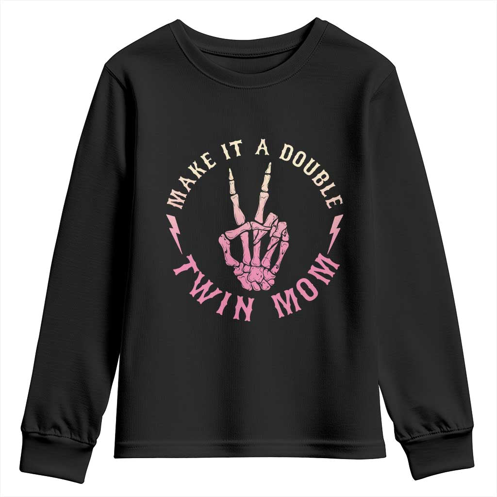 Twin Mom Youth Sweatshirt Make It A Double Expecting Twins Mothers Day