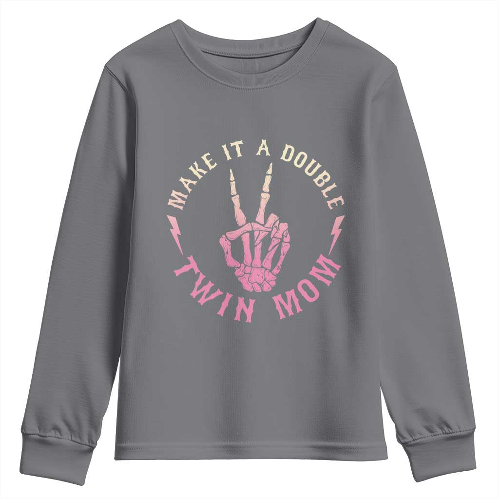 Twin Mom Youth Sweatshirt Make It A Double Expecting Twins Mothers Day