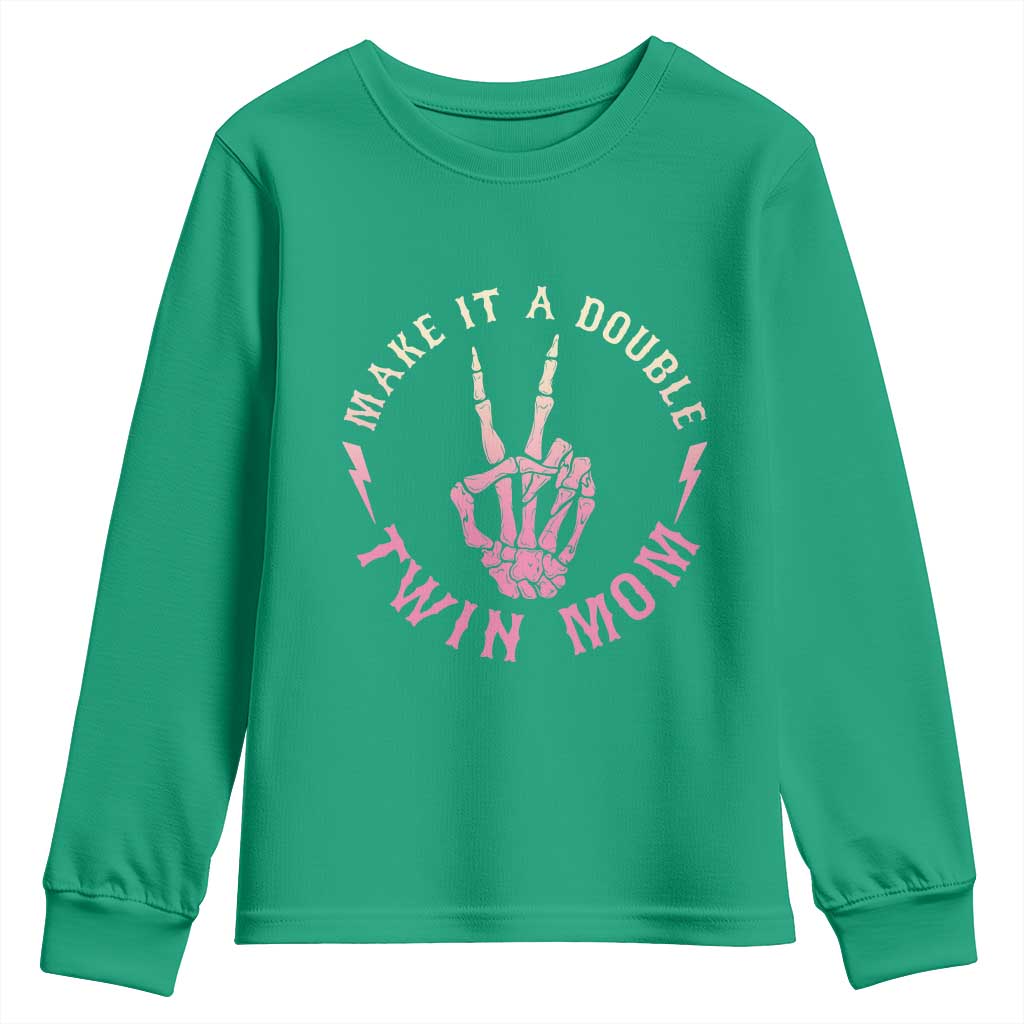 Twin Mom Youth Sweatshirt Make It A Double Expecting Twins Mothers Day
