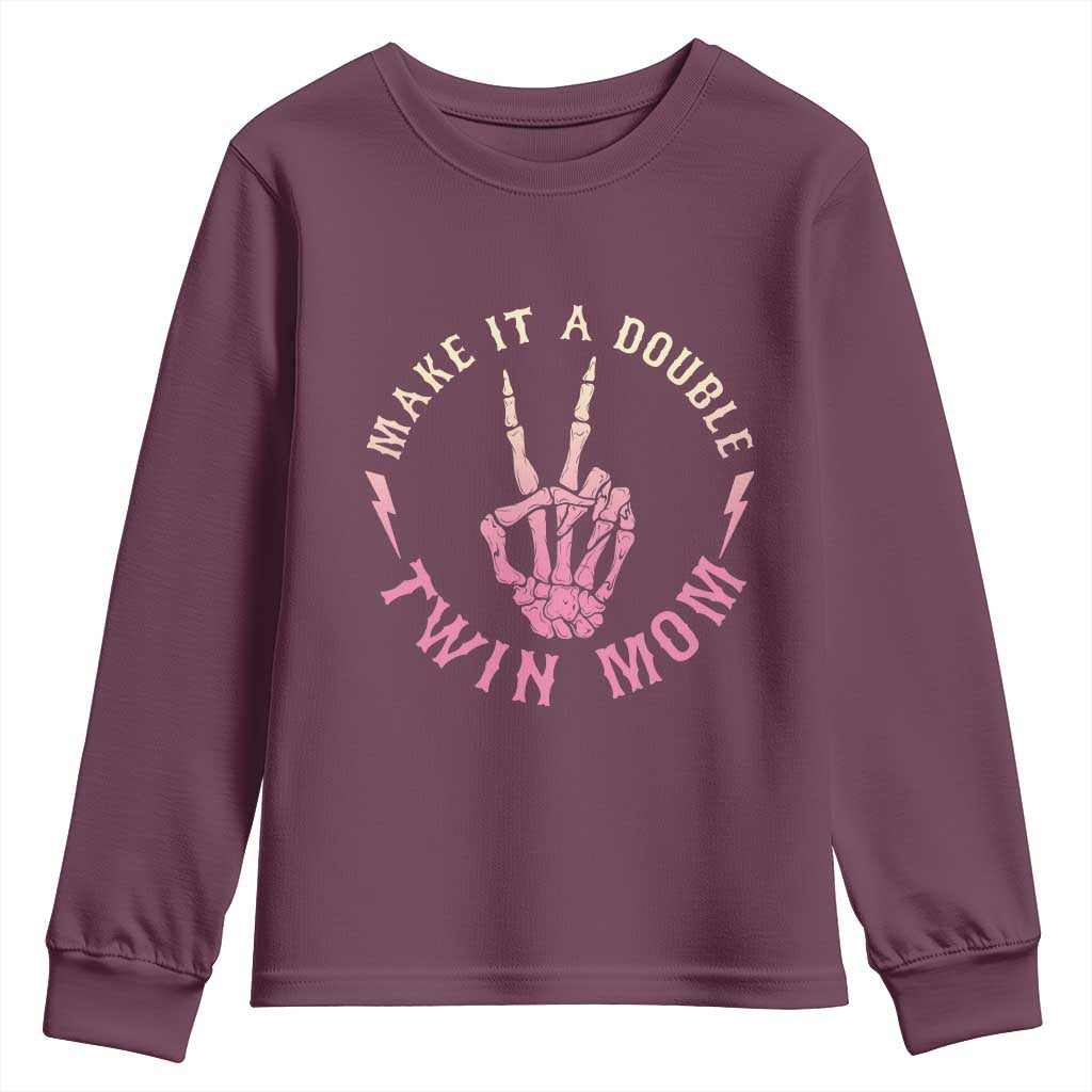 Twin Mom Youth Sweatshirt Make It A Double Expecting Twins Mothers Day
