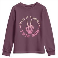 Twin Mom Youth Sweatshirt Make It A Double Expecting Twins Mothers Day