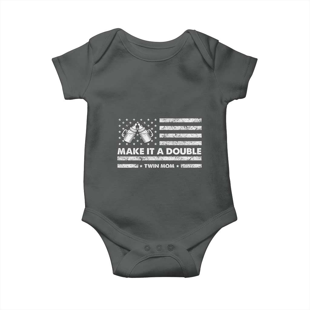 Twin Mom Baby Onesie Make It A Double Patriotic USA Flag Gift