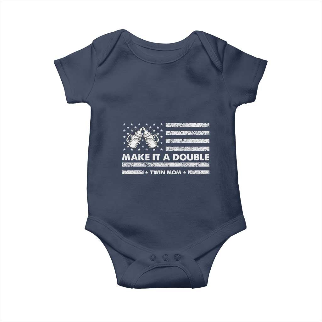 Twin Mom Baby Onesie Make It A Double Patriotic USA Flag Gift