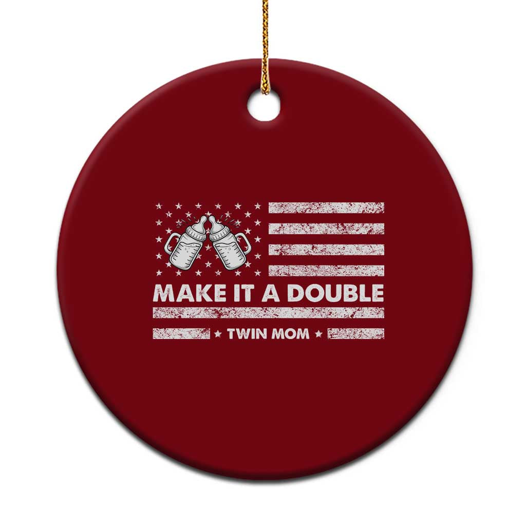 Twin Mom Ceramic Ornament Make It A Double Patriotic USA Flag Gift