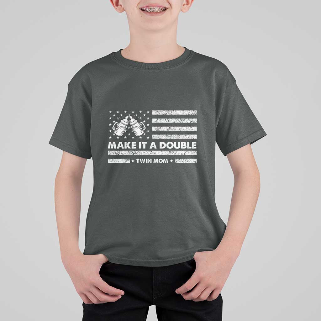 Twin Mom T Shirt For Kid Make It A Double Patriotic USA Flag Gift