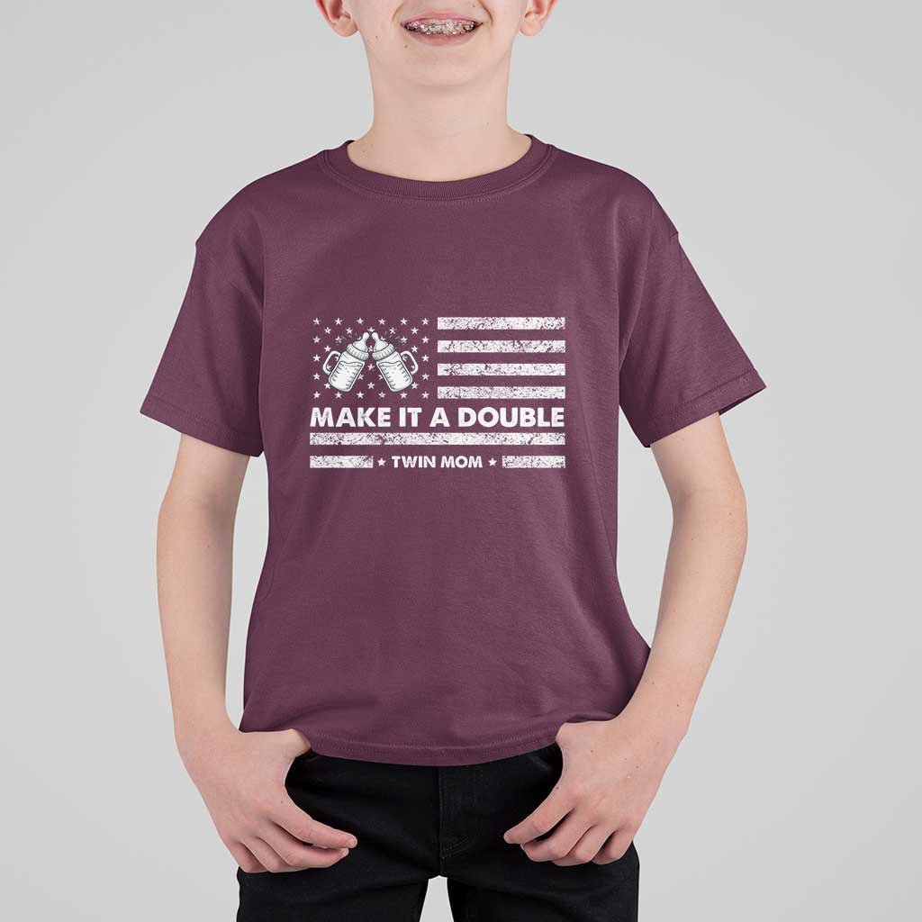 Twin Mom T Shirt For Kid Make It A Double Patriotic USA Flag Gift