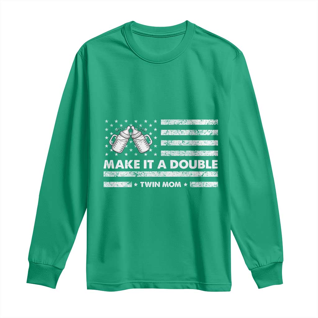 Twin Mom Long Sleeve Shirt Make It A Double Patriotic USA Flag Gift