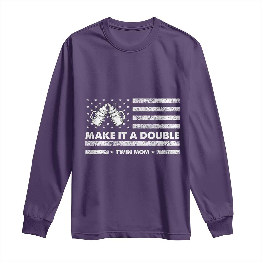 Twin Mom Long Sleeve Shirt Make It A Double Patriotic USA Flag Gift