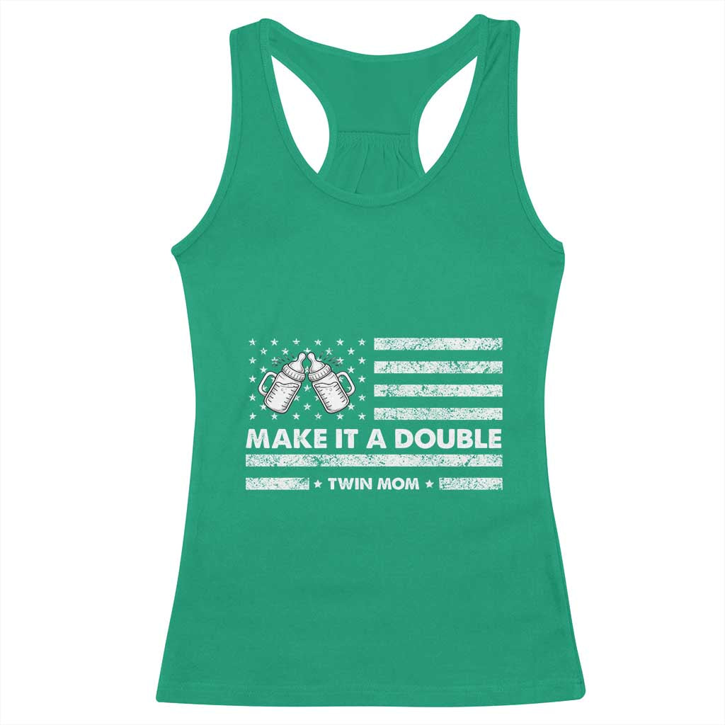 Twin Mom Racerback Tank Top Make It A Double Patriotic USA Flag Gift
