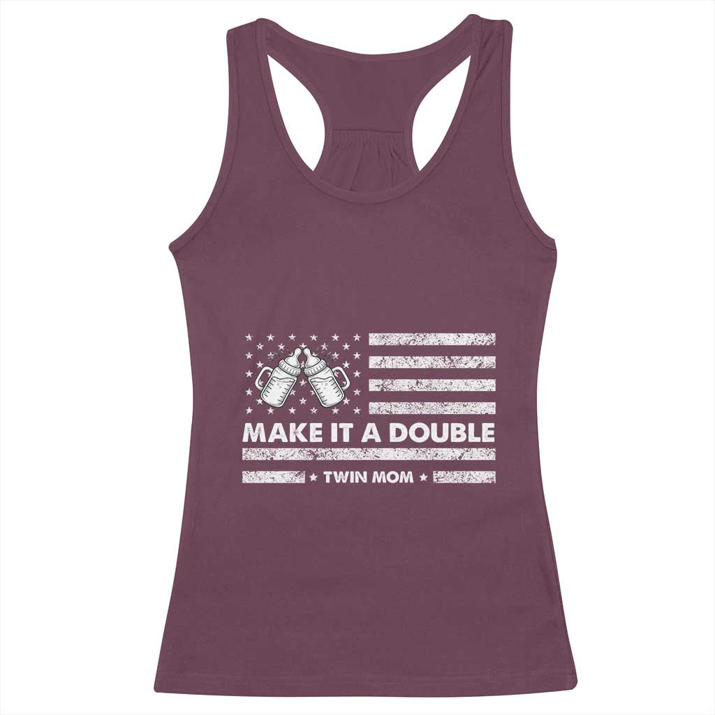 Twin Mom Racerback Tank Top Make It A Double Patriotic USA Flag Gift