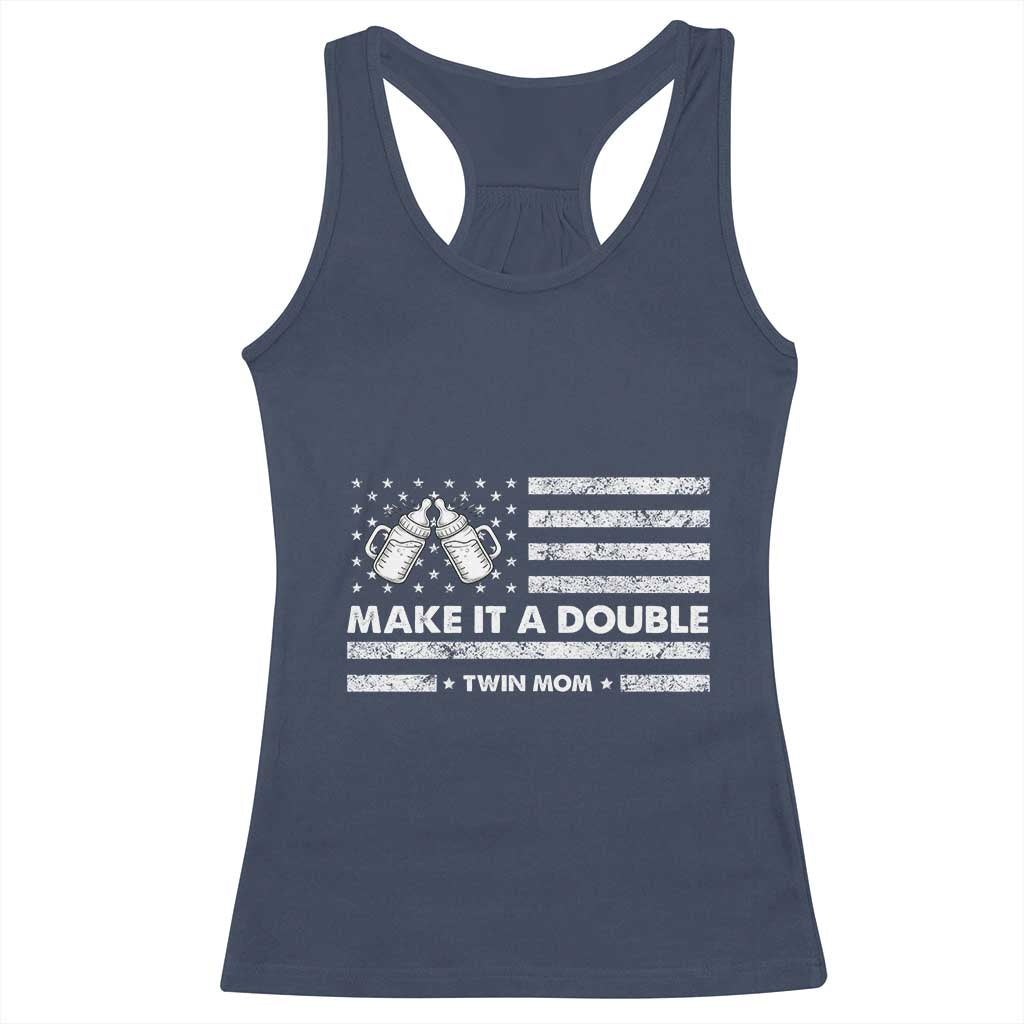 Twin Mom Racerback Tank Top Make It A Double Patriotic USA Flag Gift