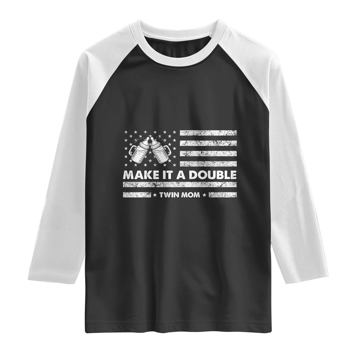 Twin Mom Raglan Shirt Make It A Double Patriotic USA Flag Gift