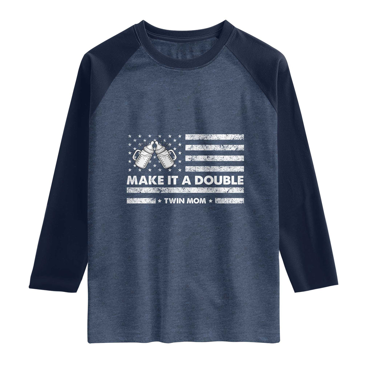 Twin Mom Raglan Shirt Make It A Double Patriotic USA Flag Gift