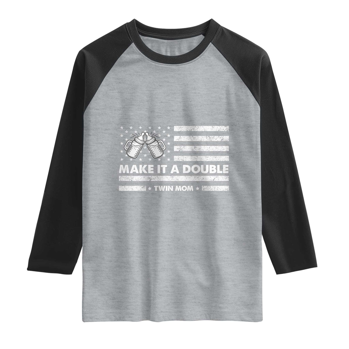 Twin Mom Raglan Shirt Make It A Double Patriotic USA Flag Gift