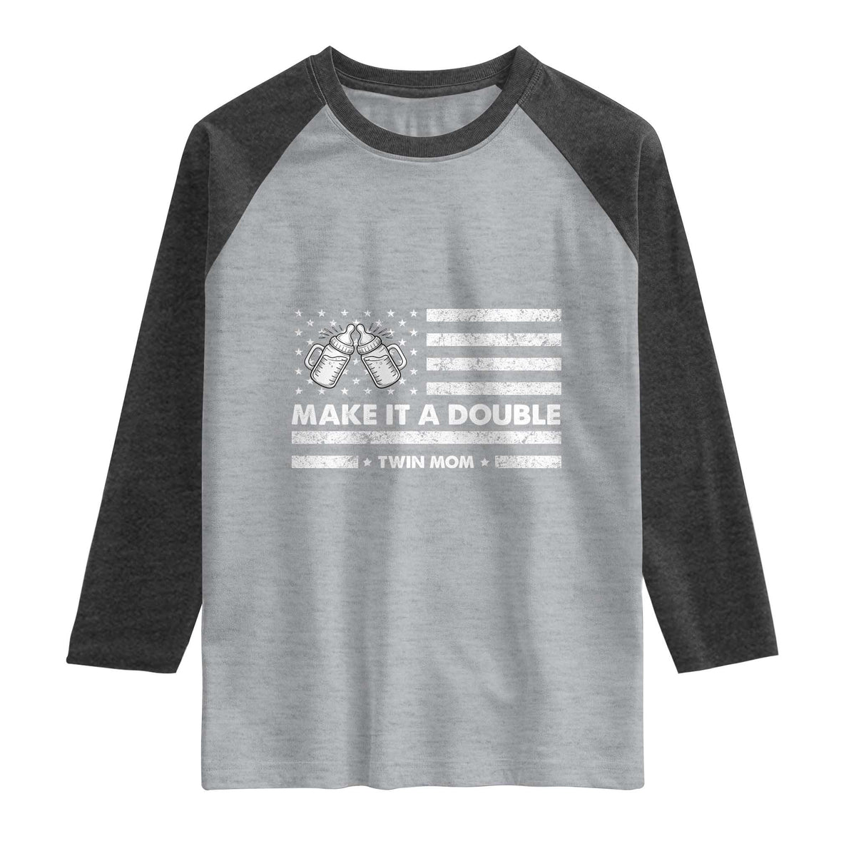 Twin Mom Raglan Shirt Make It A Double Patriotic USA Flag Gift