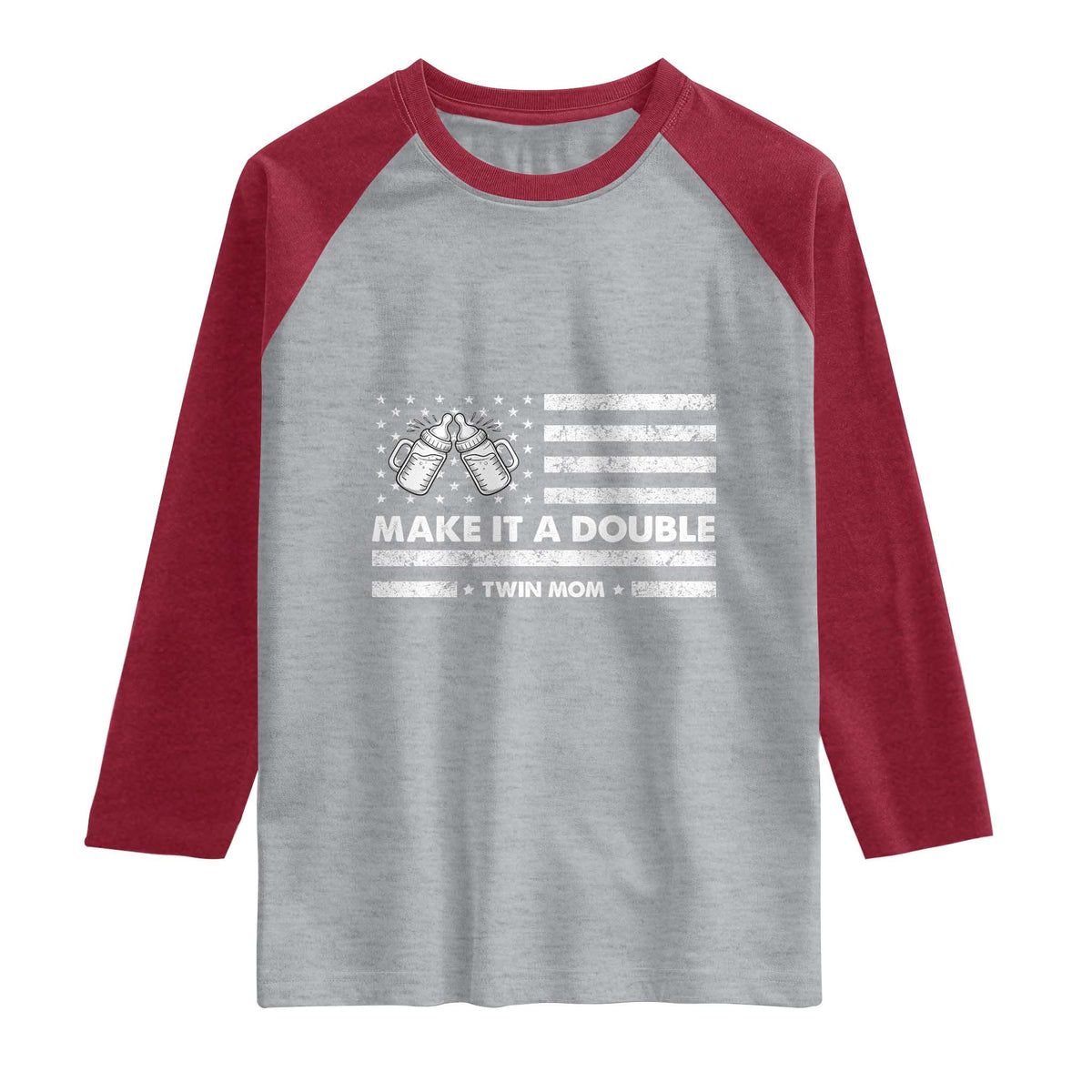 Twin Mom Raglan Shirt Make It A Double Patriotic USA Flag Gift