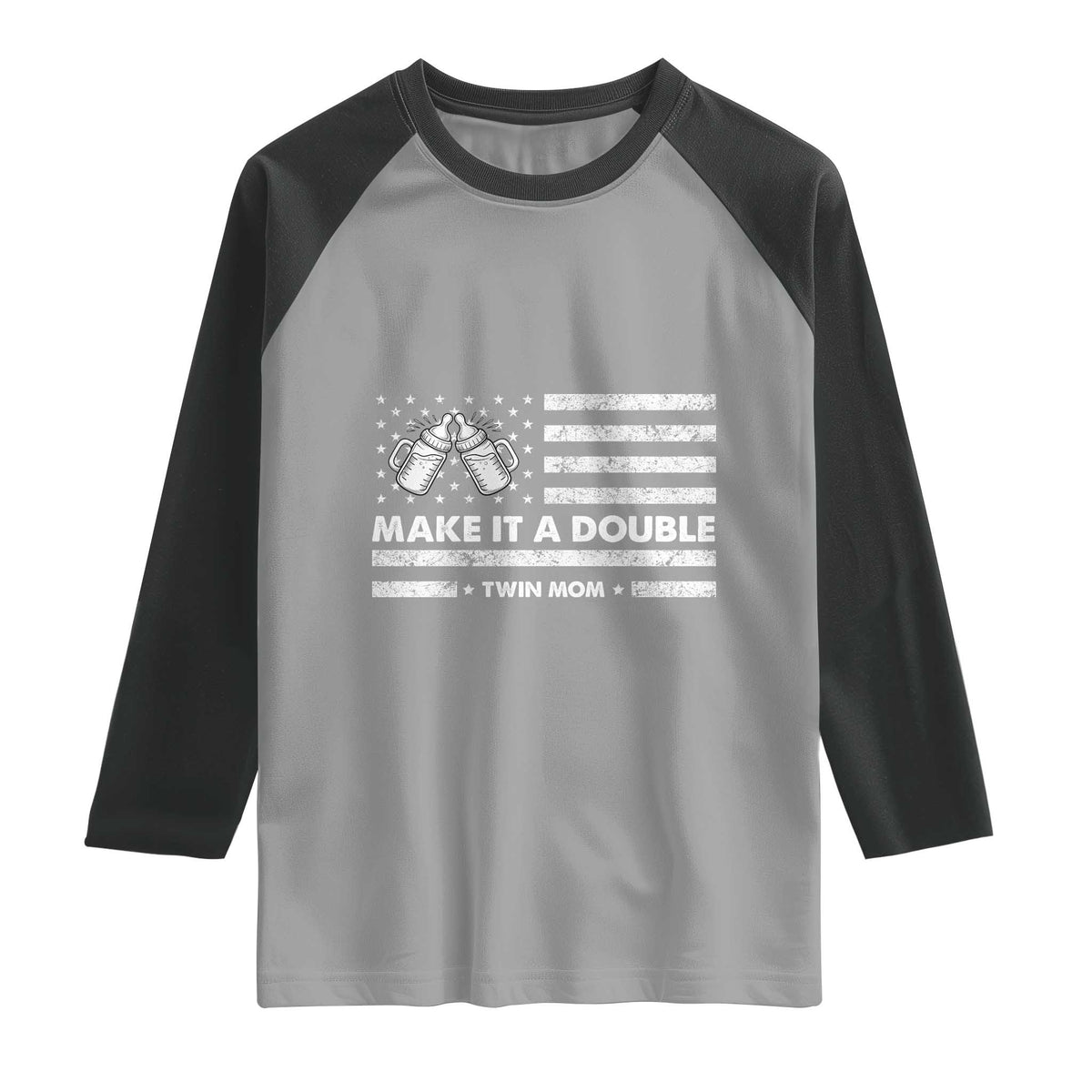 Twin Mom Raglan Shirt Make It A Double Patriotic USA Flag Gift