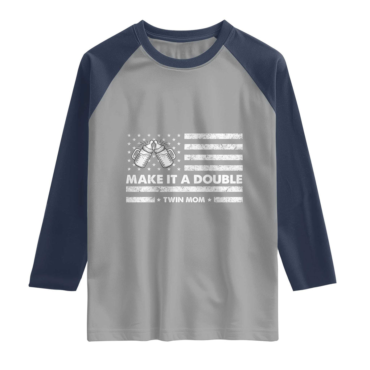 Twin Mom Raglan Shirt Make It A Double Patriotic USA Flag Gift