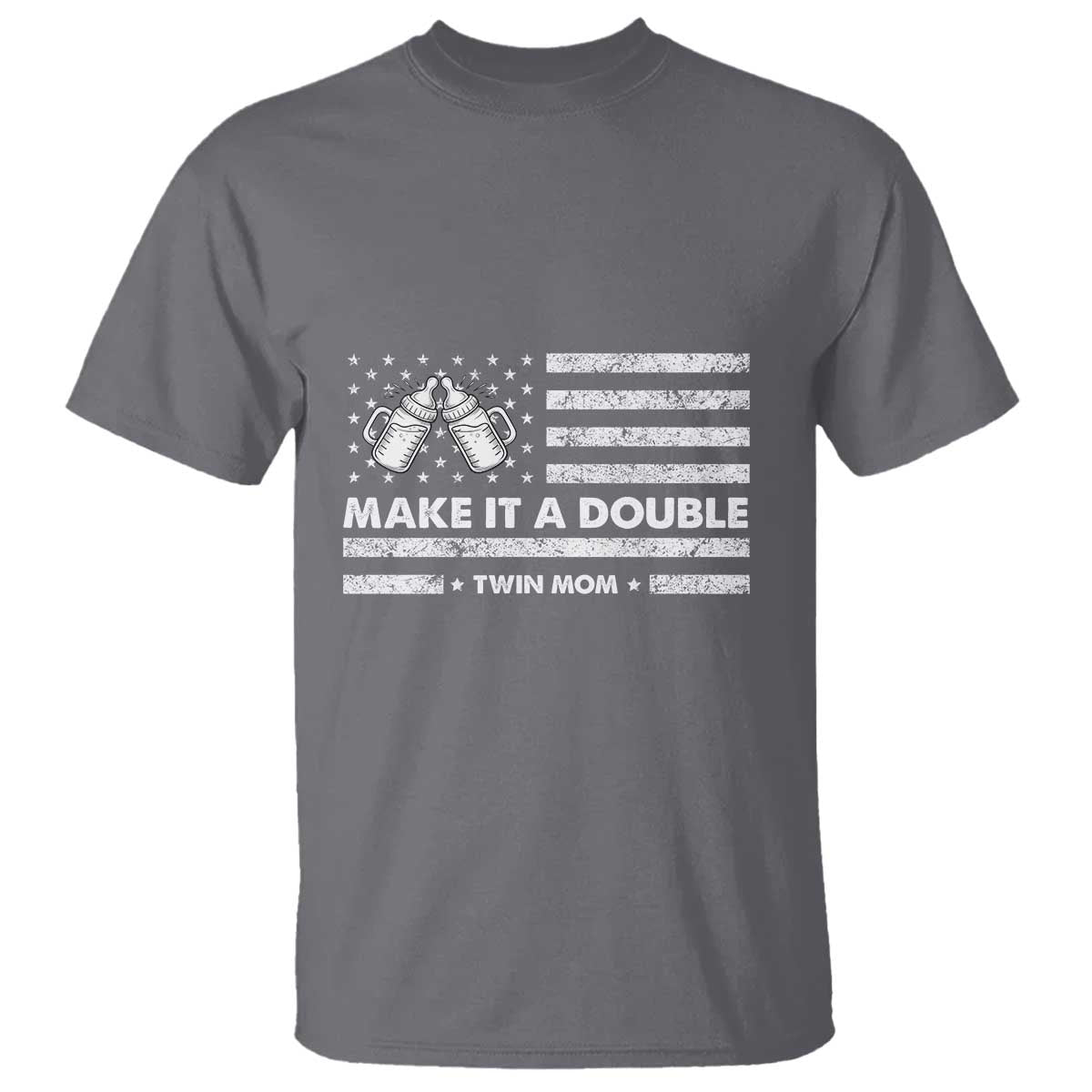 Twin Mom T Shirt Make It A Double Patriotic USA Flag Gift