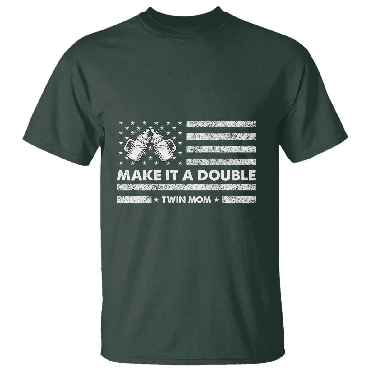 Twin Mom T Shirt Make It A Double Patriotic USA Flag Gift