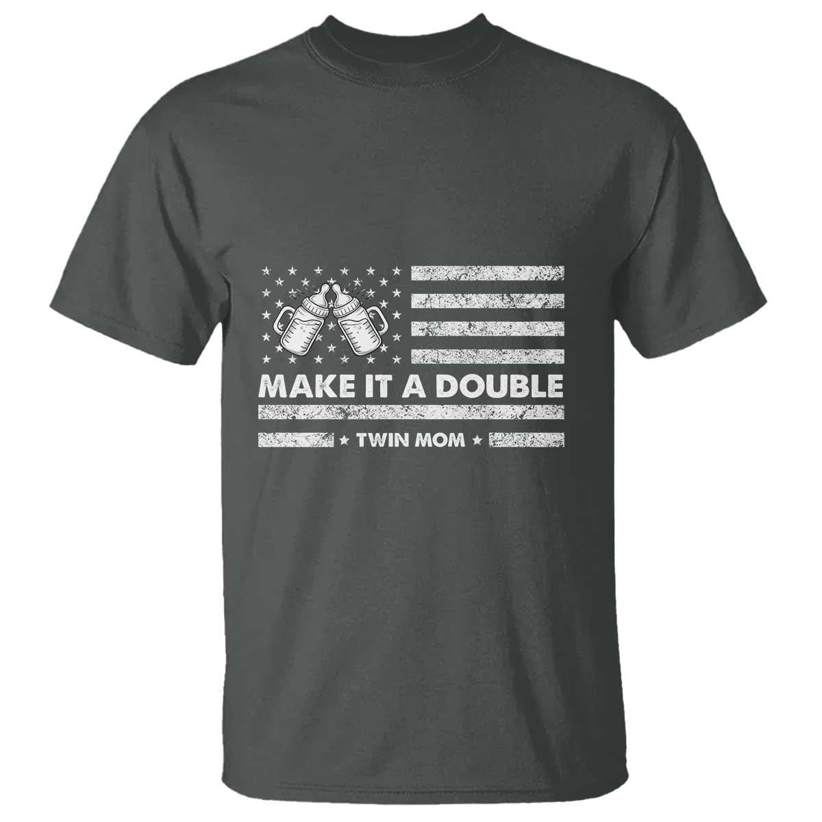 Twin Mom T Shirt Make It A Double Patriotic USA Flag Gift