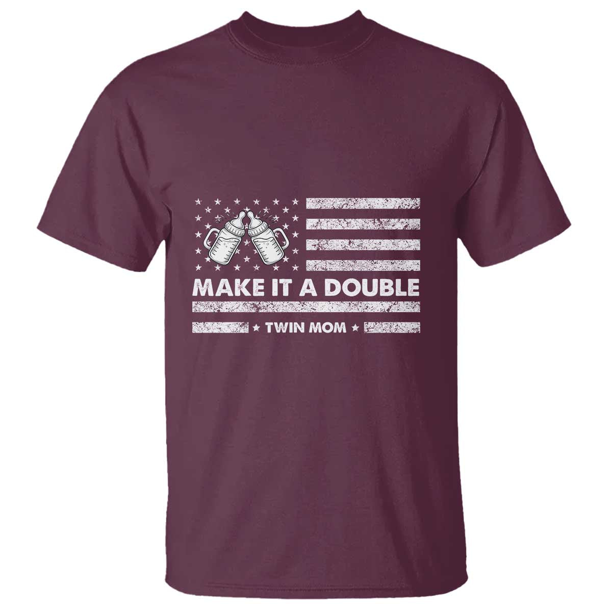 Twin Mom T Shirt Make It A Double Patriotic USA Flag Gift