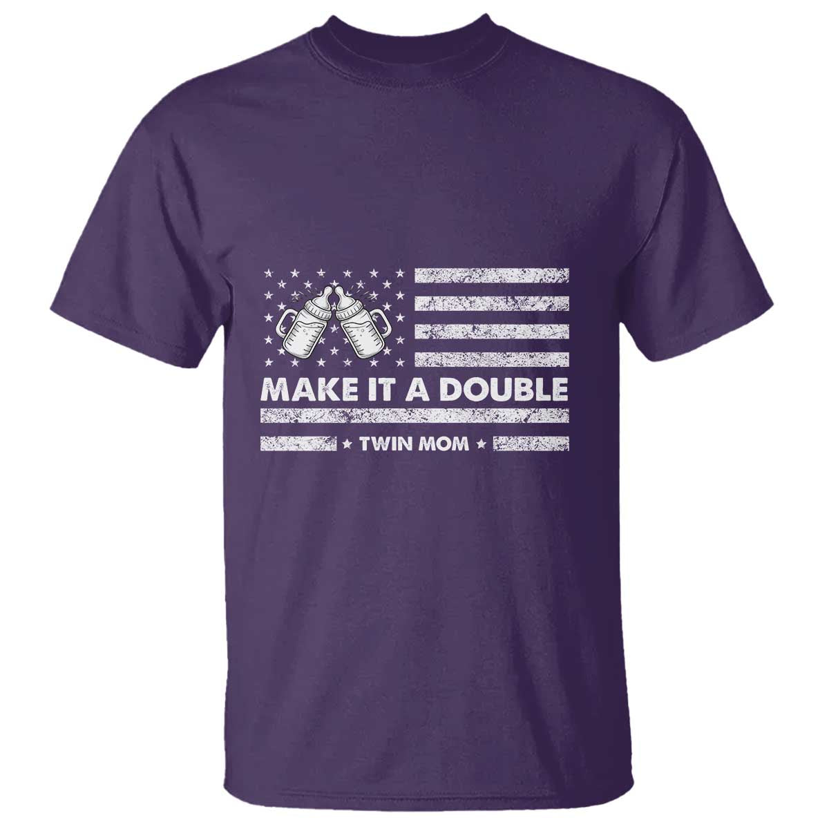 Twin Mom T Shirt Make It A Double Patriotic USA Flag Gift