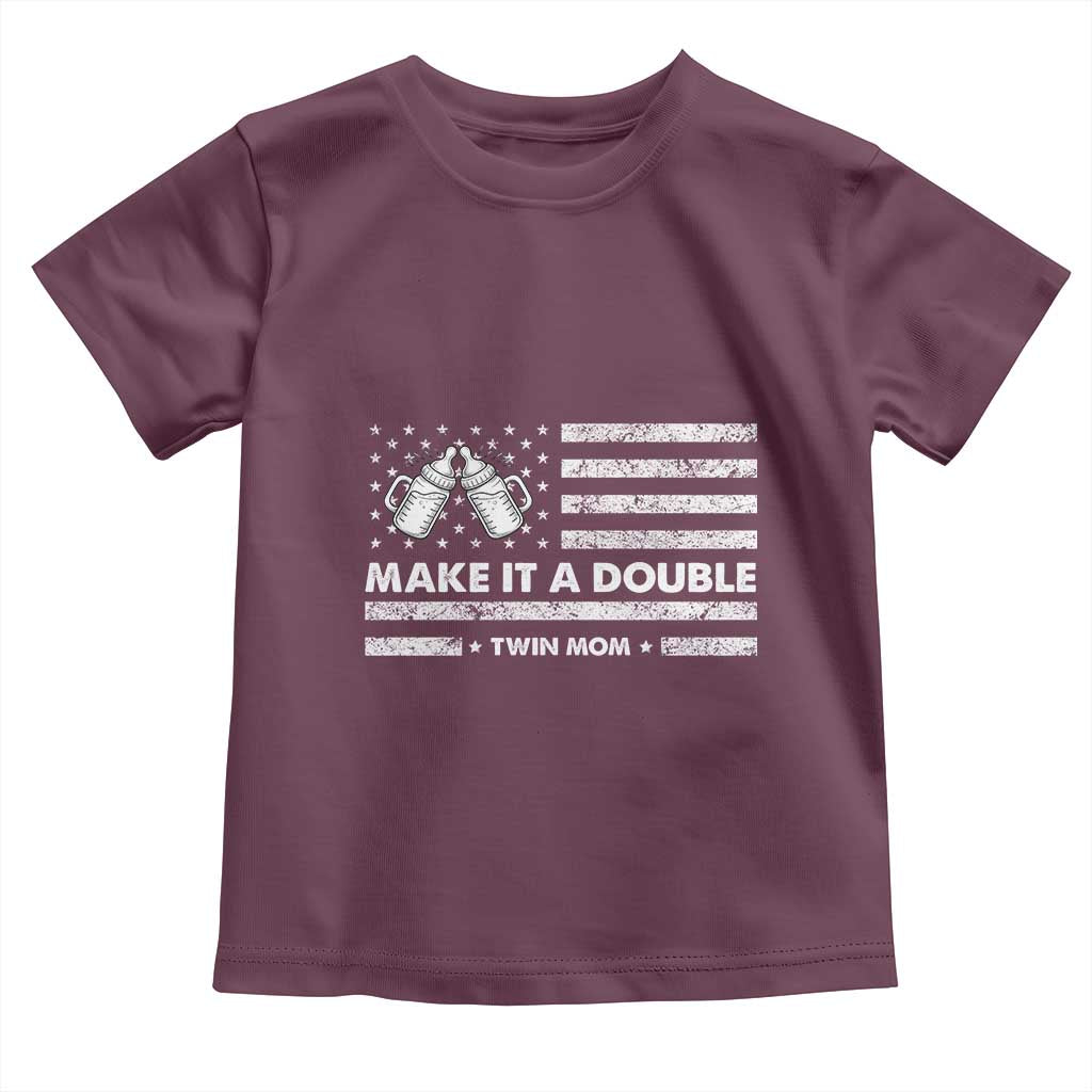 Twin Mom Toddler T Shirt Make It A Double Patriotic USA Flag Gift