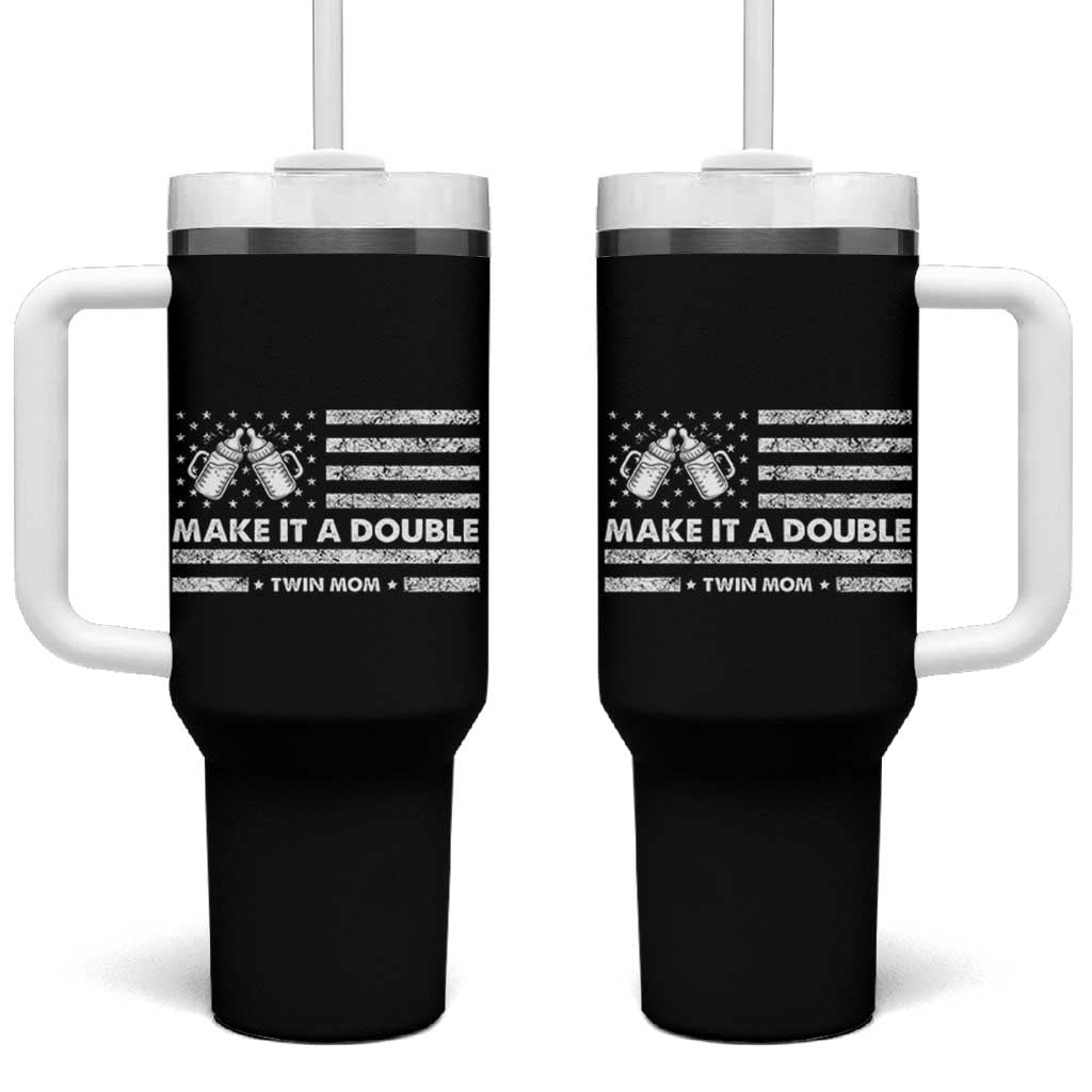 Twin Mom Tumbler With Handle Make It A Double Patriotic USA Flag Gift